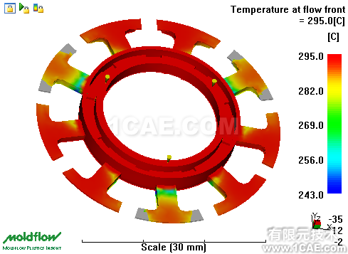 如何正確解讀Moldflow流動波前溫度結(jié)果？moldflow仿真分析圖片2