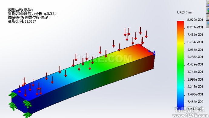 Solidowrks <wbr>Simulation懸臂梁受分布力系的變形分析