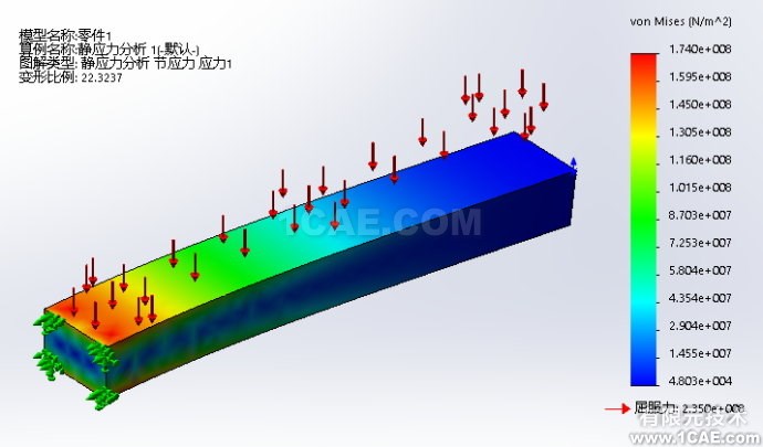 Solidowrks <wbr>Simulation懸臂梁受分布力系的變形分析