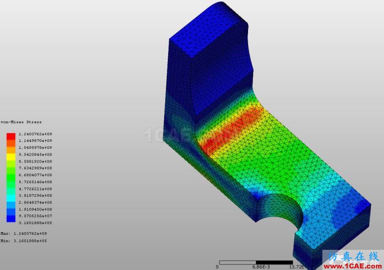 Abaqus和WELSIM仿真簡單支架受力分析案例賞析---細化網(wǎng)格對（應力集中）解的收斂性的影響abaqus有限元圖片16