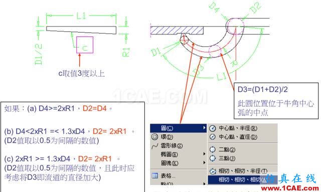 教你怎么畫模具的牛角進(jìn)膠點(diǎn)、拆彎偷料ug設(shè)計(jì)圖片4