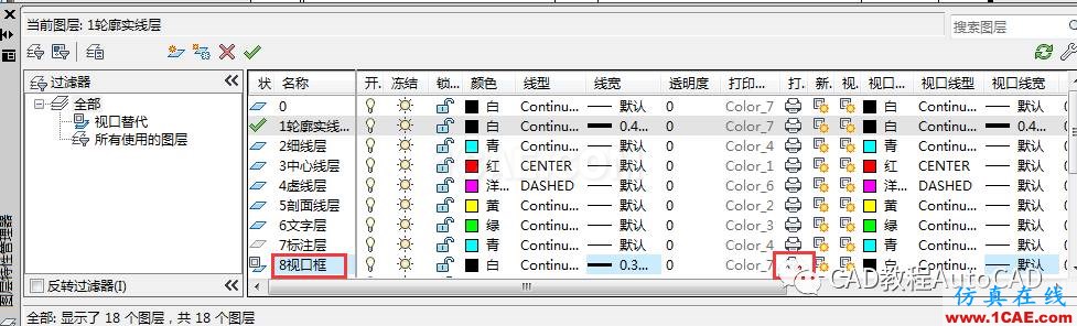 CAD布局中打印時如何隱藏視口框的線條？【AutoCAD教程】AutoCAD仿真分析圖片3