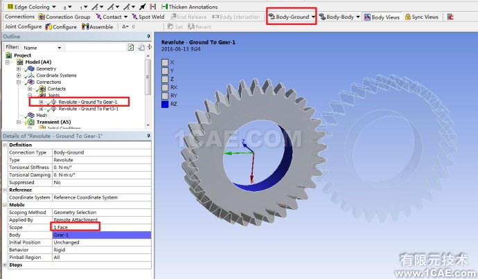 ANSYS wbrWorkbench齒輪瞬態(tài)動力學(xué)仿真