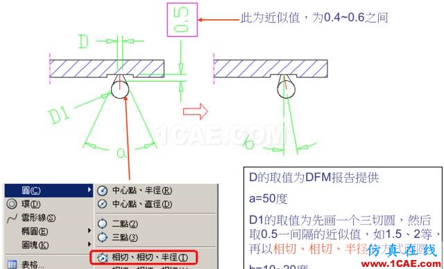 教你怎么畫模具的牛角進(jìn)膠點(diǎn)、拆彎偷料ug設(shè)計(jì)圖片2