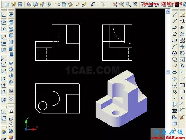 AutoCAD三維教程－平面攝影出三視圖AutoCAD仿真分析圖片29